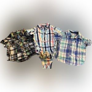 Bundle of 3 plaid button-down tops - 0-3mos
